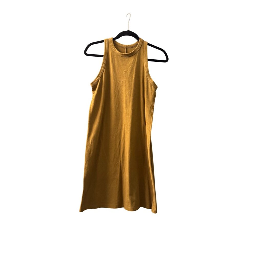 Sleeveless Mustard Yellow A-Line Tank Dress Casual Fit